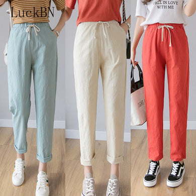 LUCKBN Women Casual Ankle Length Trousers