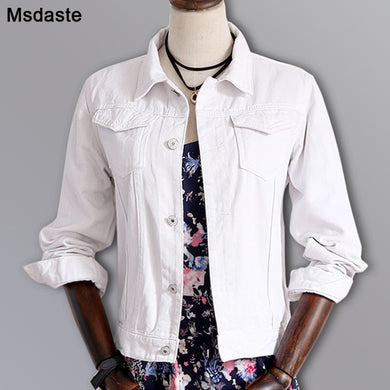 MSDASTE Women Denim Basic Slim Jacket