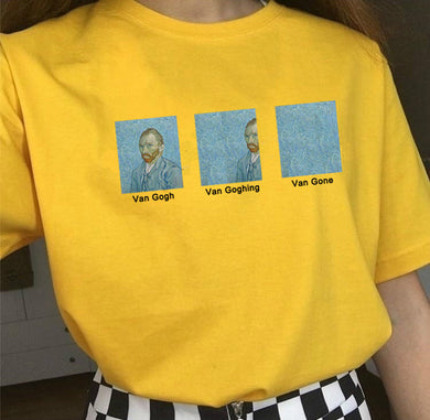 KUAKUAYU HJN Van Gogh Van Goghing Van Gone Meme Funny Printed T-shirt